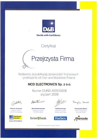 CLEAR COMPANY CERTIFICATE 2009”.